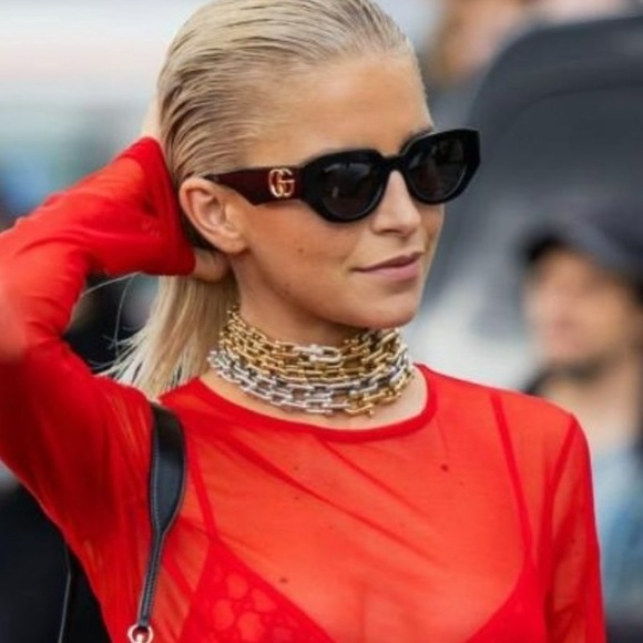 NEW GUCCI GG1421S 001 WOMEN BLACK SUNGLASSES GUCCI - Picture 5 of 15